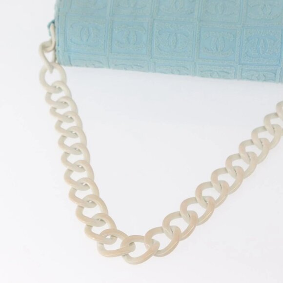 CHANEL Plastic Chain Shoulder Bag Pile Light Blue Silver CC Auth 158681V - Picture 6 of 16